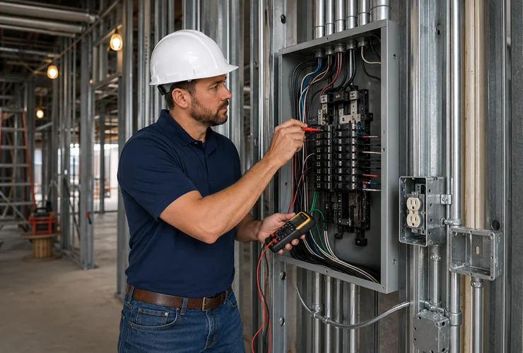 it-usa-services-commercial-infrastructure-division-26-electrical Technician working on commercial electrical infrastructure for Division 26 services