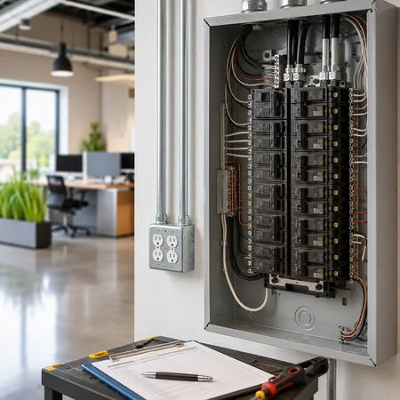 branch-circuits-receptacles-dedicated-circuits Commercial electrical panel with branch circuits and dedicated receptacles