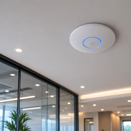 Ceiling-mounted wireless access point in a commercial office